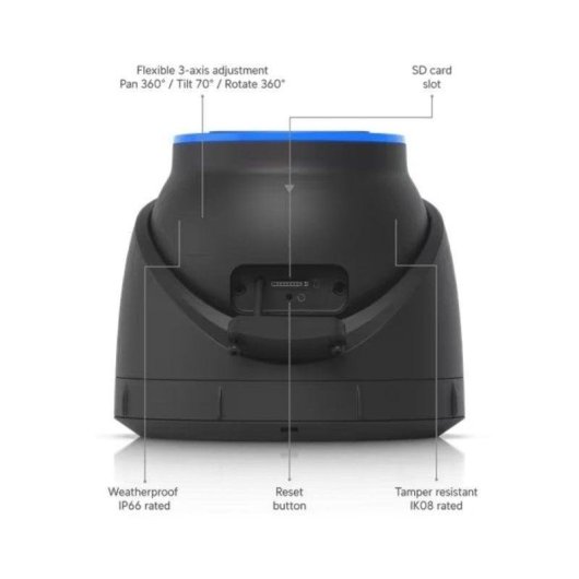 Überwachungskamera Ubiquiti UVC-AI-Turret-B 4K Nachtsicht Innen und Außen KI Zwei-Wege-Audio