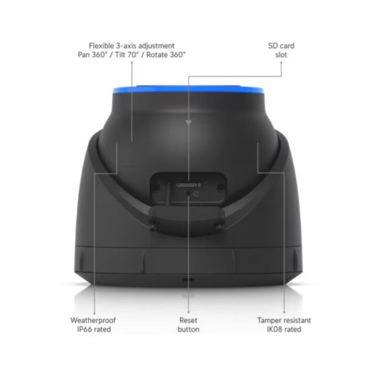 Ubiquiti UVC-AI-Turret-B 4K AI PoE + câmara de segurança de visão noturna exterior