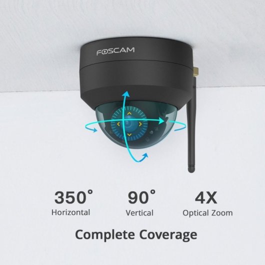 Cámara domo Foscam D4Z rotación 350°, 4MP, zoom óptico 4x, visión nocturna IR 20m, Wi-Fi dual
