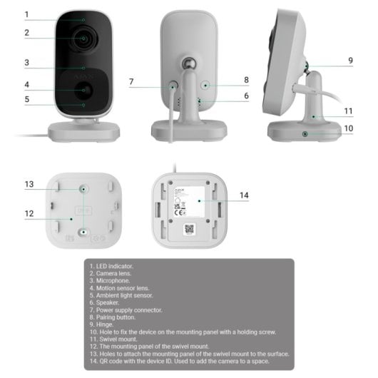 Câmara IP Ajax Cube IndoorCam HDR IA Visão Noturna Áudio Bidirecional Wi-Fi