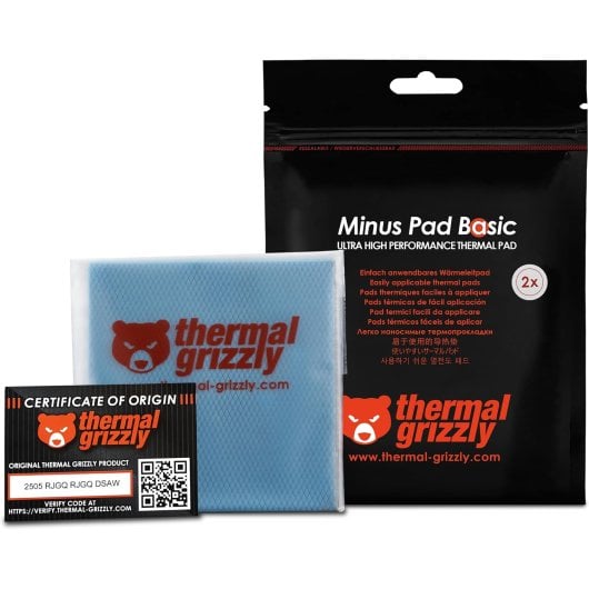 Pad térmico Thermal Grizzly Minus Pad Basic 100x100x1mm alta conductividad eléctrica no conductiva