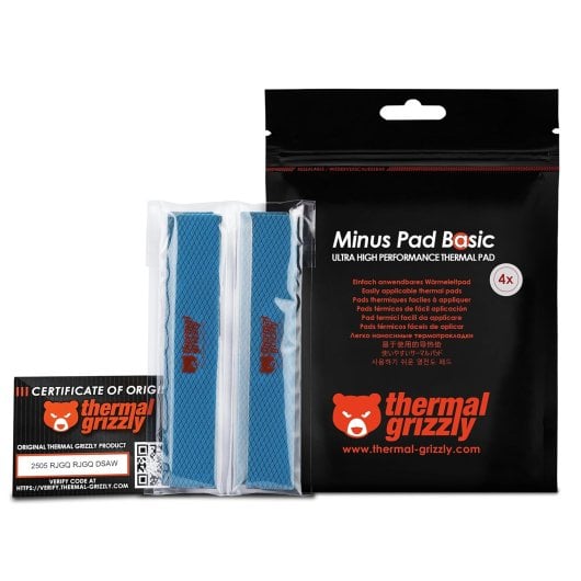 Almohadilla térmica Thermal Grizzly Minus Pad Basic 4 unidades 120x20x3mm alta conductividad