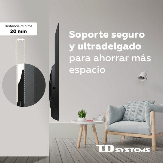 TD Systems P30X25F44 Suporte Fixo de Baixo Perfil para TV 32-55'' VESA 400x400