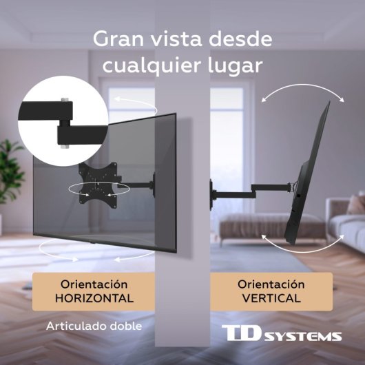 TD Systems P20X25A222 Suporte Articulado e Inclinável para TV 14-32″ VESA 200x200mm Máx.20kg