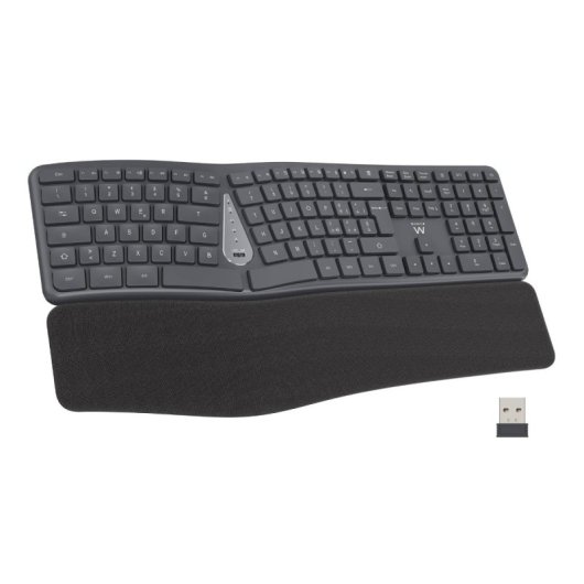 Ewent EW3290 Teclado de Membrana Ergonómico Sem Fios Bluetooth + RF com Apoio de Pulsos (ES)