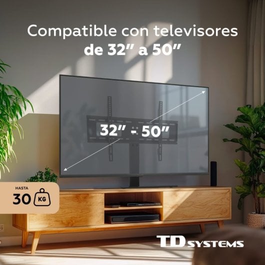 TD Systems P30X25M44 Suporte de Secretária para TV 32-50″ VESA 400x400mm com Base de Vidro Máx.30kg