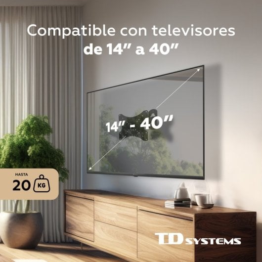 Soporte TV Pared TD Systems P20X25A122 VESA 200x200 14-40? Articulado Inclinable 20kg