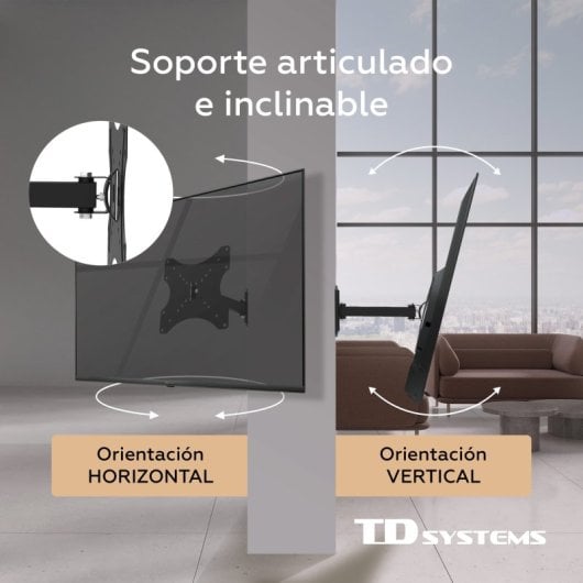Soporte TV Pared TD Systems P20X25A122 VESA 200x200 14-40? Articulado Inclinable 20kg