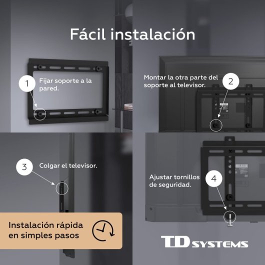TD Systems P20X25F22 Suporte Fixo de Baixo Perfil para TV 14-43″ VESA 400x400 Máx.20kg