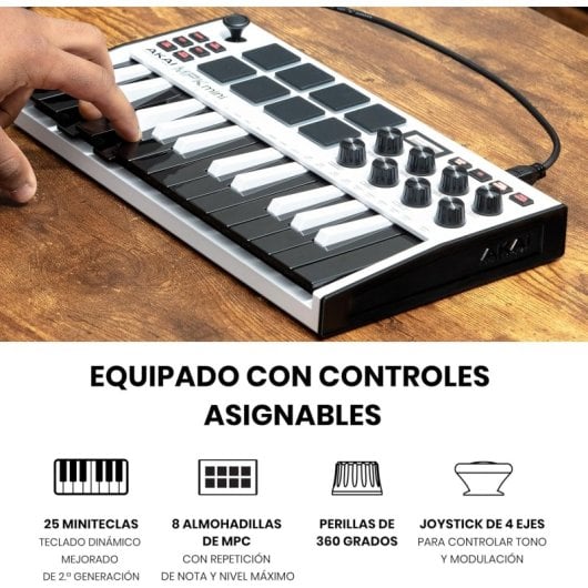 Teclado MIDI Akai Pro MPK Mini MK3 25 teclas Pads USB compacto negro