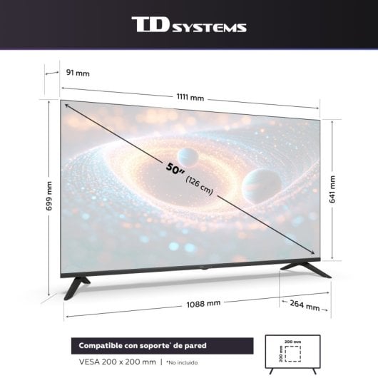 TV TD SYSTEMS PRIME50C21GLE 50" DLED 4K Ultra HD Google TV HDR10 Dolby Digital Plus Chromecast