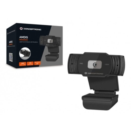 Webcam Conceptronic AMDIS04B Full HD 1080p 3,6mm Plug and Play Micrófono USB 2.0