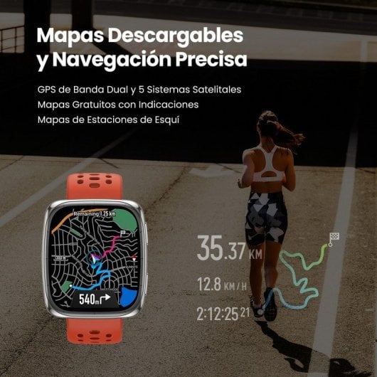 Amazfit Active 2 Square Premium NFC Smartwatch 1.75" AMOLED Zafiro GPS Plata con 2 Correas