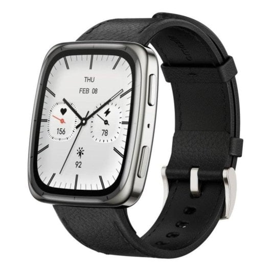 Amazfit Active 2 Square GPS NFC 43mm AMOLED Acier Inox Argent Bracelet Cuir Silicone