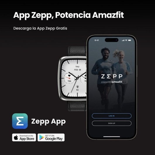 Amazfit Active 2 Square Premium NFC Smartwatch 1.75" AMOLED Zafiro GPS Plata con 2 Correas