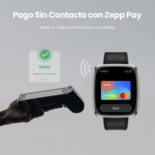 Amazfit Active 2 Square Premium NFC Smartwatch 1.75" AMOLED Zafiro GPS Plata con 2 Correas