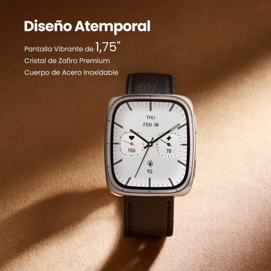 Amazfit Active 2 Square Premium NFC Smartwatch 1.75" AMOLED Zafiro GPS Plata con 2 Correas