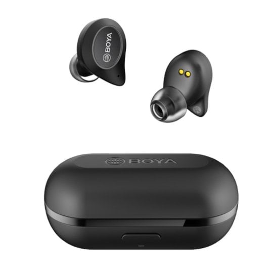 Cuffie intrauricolari wireless Bluetooth 5.0 BOYA con microfono e custodia USB-C (nere)