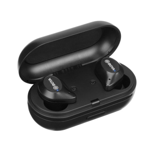 Cuffie intrauricolari wireless Bluetooth 5.0 BOYA con microfono e custodia USB-C (nere)