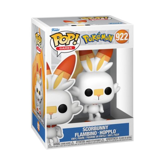 Figurine de collection Funko Scorbunny Pokémon en vinyle multicolore, 105 mm, boîte à fenêtre
