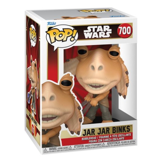 Figurine de collection Funko Jar Jar Binks Star Wars en vinyle 113 mm, boîte à fenêtre