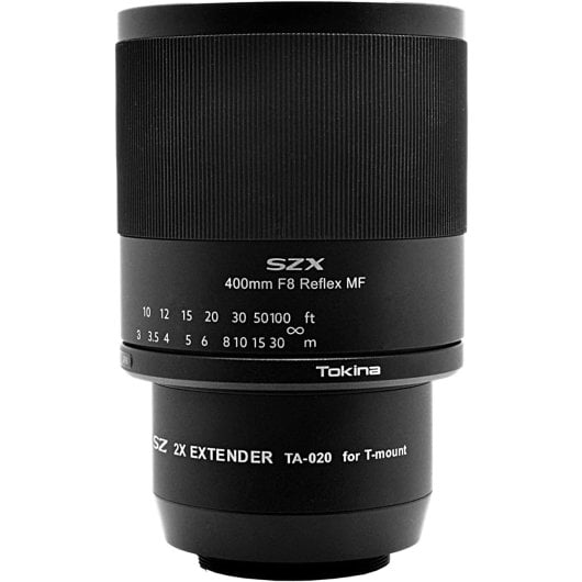 Obiettivo reflex Tokina SZX SUPER TELE 400mm F8 MF + kit di estensione T-Mount 2X 800mm Macro 1:2.5