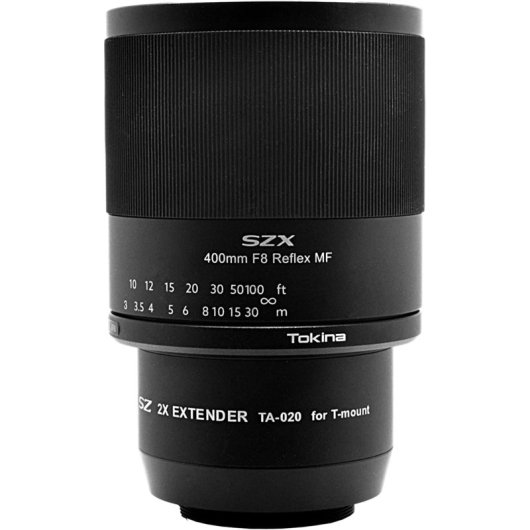 Obiettivo reflex Tokina SZX SUPER TELE 400mm F8 MF + kit di estensione T-Mount 2X 800mm Macro 1:2.5