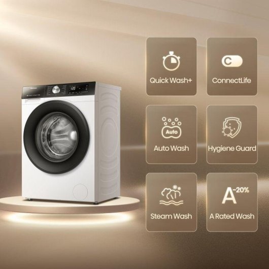 Máquina de Lavar Roupa Hisense 3S WF3S1043BW3 Frontal 10,5 kg 1400 rpm A Wi-Fi Branca