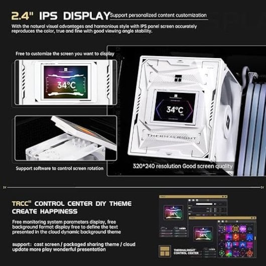 Refrigeración Aire Thermalright Socket LGA1851/1700/1200/115X AM5/AM4 120mm Burst Assassin 120 Vision BLACK Pantalla IPS