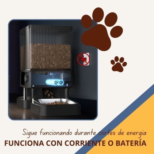 Oneisall Comedero Automático Doble para Gatos y Perros 5L 2 Cuencos y Control de Porciones