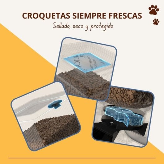 Oneisall Comedero Automático Doble para Gatos y Perros 5L 2 Cuencos y Control de Porciones