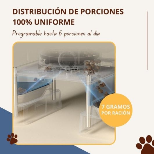 Oneisall Comedero Automático Doble para Gatos y Perros 5L 2 Cuencos y Control de Porciones