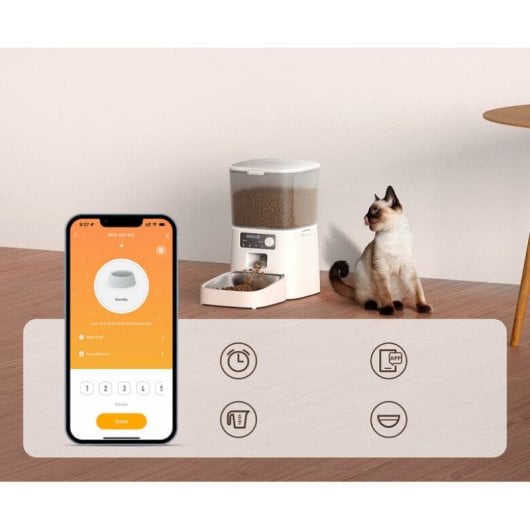 Oneisall 3.5L Alimentatore automatico Bianco Wireless WiFi App Controllo Porzioni precise