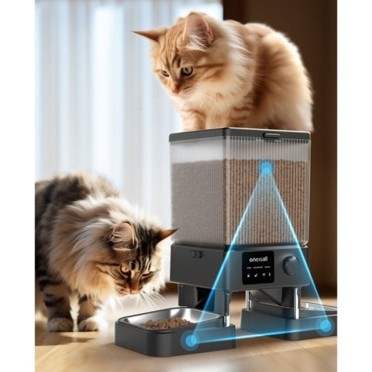 Oneisall Comedero Automático Doble para Gatos y Perros 3.5L con WiFi Control App Programable
