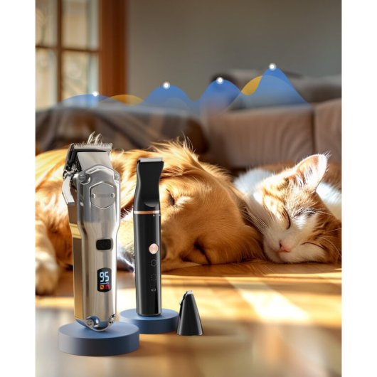 Oneisall Kit Cortapelos Perros y Mascotas 2 en 1 Inalámbrico IPX7 8 Peines Cuchillas Profesionales