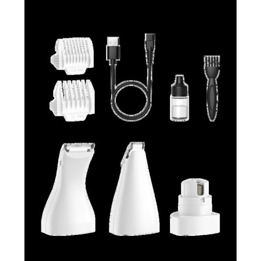 Tondeuse pour animaux Oneisall, lames blanches en acier/céramique, 4 accessoires, 2 vitesses