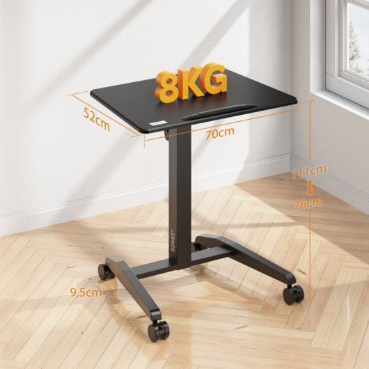 Escritorio Sense7 Móvil Altura Ajustable MDF 70x52cm Superficie Inclinable Ruedas Silenciosas