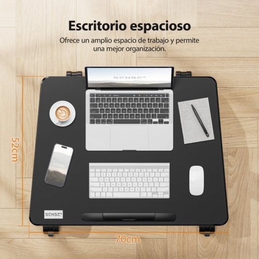 Escritorio Sense7 Móvil Altura Ajustable MDF 70x52cm Superficie Inclinable Ruedas Silenciosas