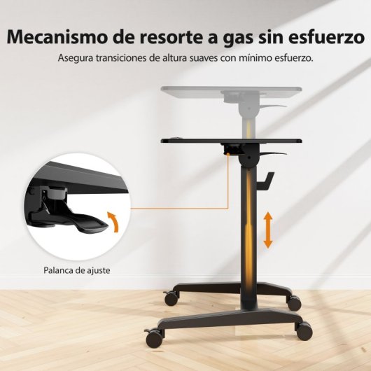 Escritorio Sense7 Móvil Altura Ajustable MDF 70x52cm Superficie Inclinable Ruedas Silenciosas