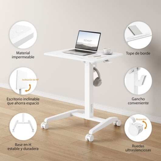 Escritorio Sense7 Móvil Superficie Inclinable Altura Ajustable 70x52cm MDF 8kg