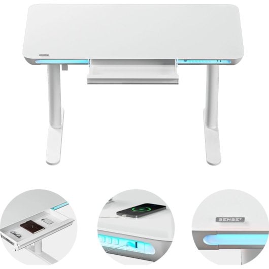 Escritorio Sense7 NOMO Ergonómico Motorizado Vidrio Templado Altura Ajustable USB RGB
