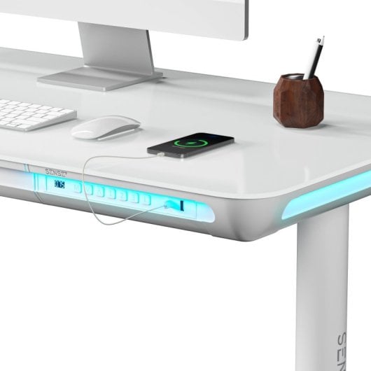 Escritorio Sense7 NOMO Ergonómico Motorizado Vidrio Templado Altura Ajustable USB RGB