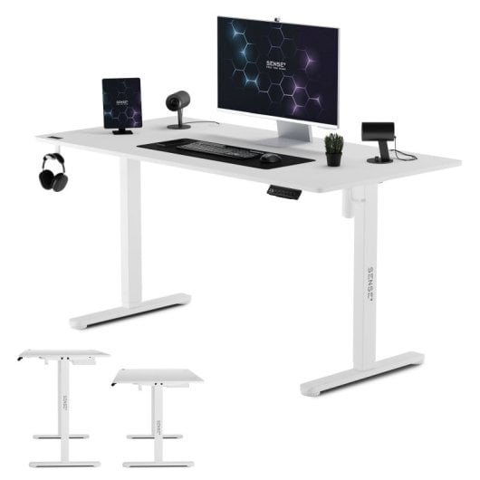 SENSE7 Nojo Escritorio Regulable Eléctrica con Motor 140x70 Blanco