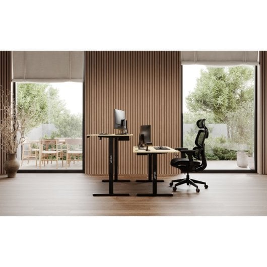 SENSE7 Nojo Escritorio Regulable Eléctrica con Motor 140x70 Blanco/Marrón claro