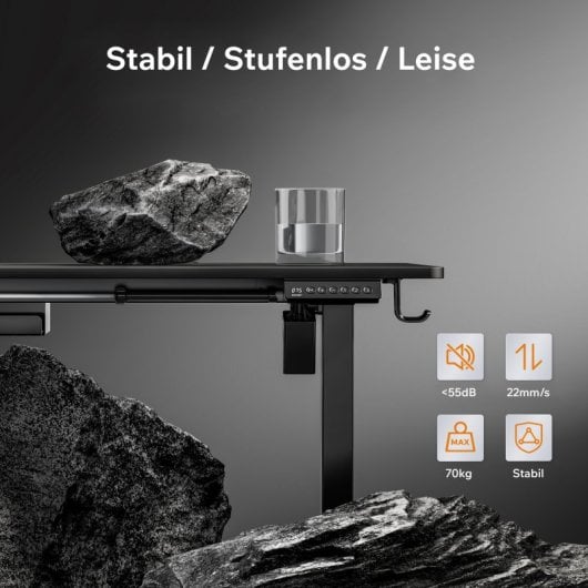 Escritorio eléctrico Sense7 NOJO 140x70cm, MDF 15mm, ajuste eléctrico 72-118cm, 80kg, anticolisión
