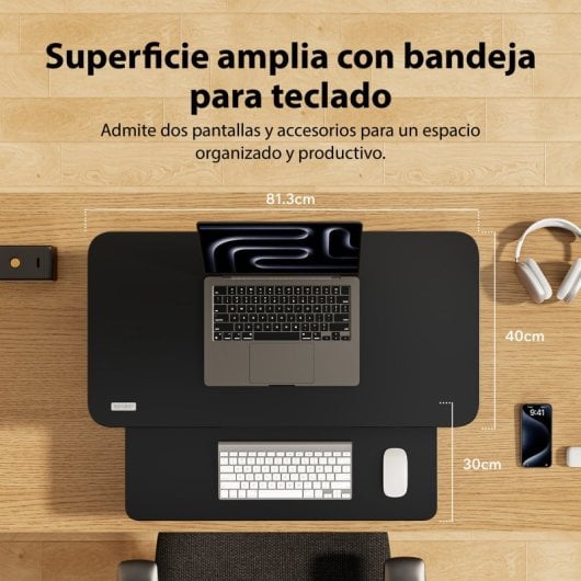 Convertidor de escritorio Sense7 Altura regulable 12,5-49cm Acero 2 niveles MDF 13kg