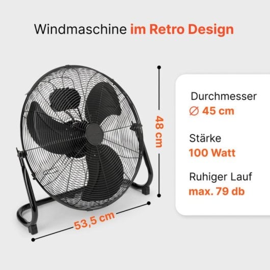 Ventilador ProfiCare Retro XL 45cm 100W Ultra Silencioso 3 Velocidades