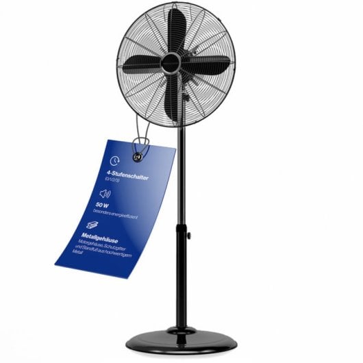 Ventilateur sur pied en métal ProfiCare VL 3064 MS BK 50 W 40 cm 3 vitesses oscillantes