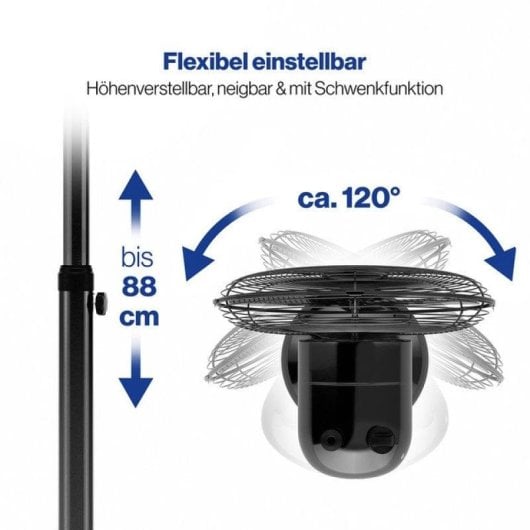 Ventilador ProfiCare VL 3064 MS BK 50W 40cm Metálico Oscilação Altura Ajustável