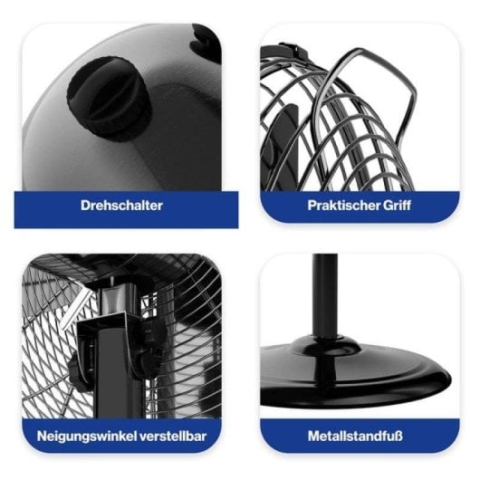 Ventilador ProfiCare VL 3064 MS BK 50W 40cm Metálico Oscilação Altura Ajustável